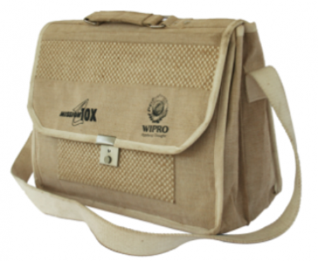 jute conference bags with one color logo print on both side design 6