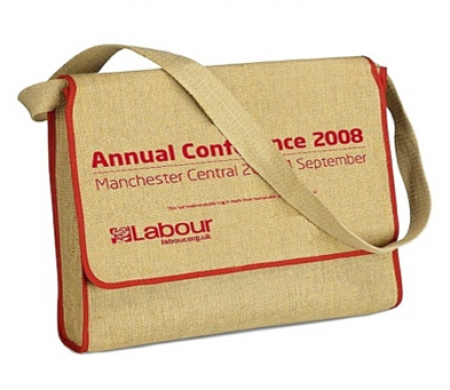 jute conference bags with one color logo print on both side design 8